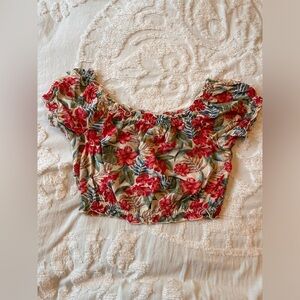 American Eagle Tropical Off-shoulder Crop